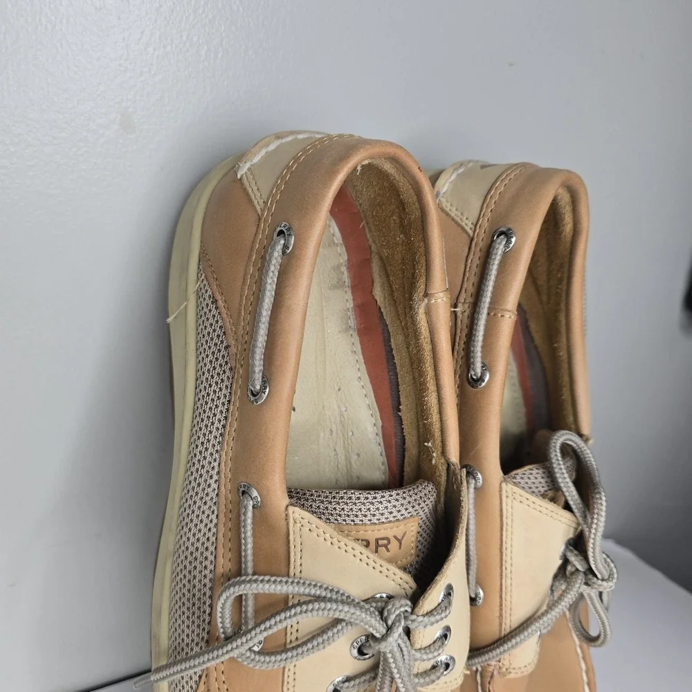 Sperry Shoes Mens 12 Brown Leather Top Sider Boat Deck Moc Toe Casual Comfort